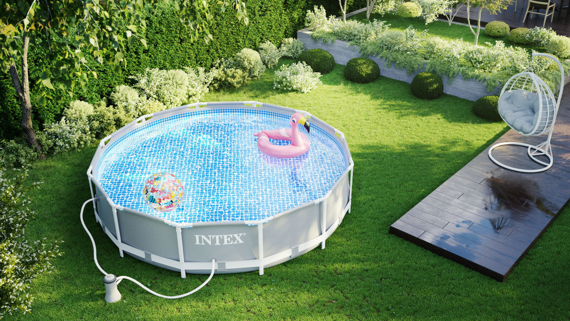 INTEX Prism Frame Swimming Pool auch mit Pumpe Schwimmbecken Stahlrohrbecken 