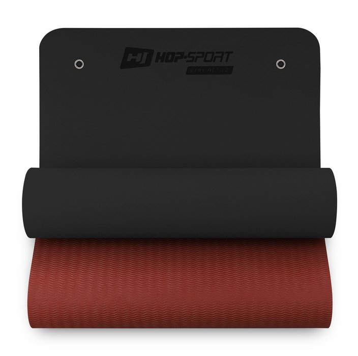 Yogamatte TPE  0,8cm - schwarz/rot mit Ösen