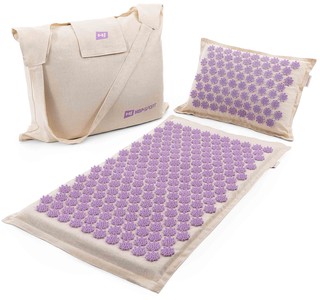 Akupressur-Set Premium aus Leinen & Baumwolle mit Kokosfasern inkl. Tasche  violett