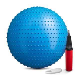 Hop-Sport Gymnastikball mit Noppen, 65 cm, mit Luftpumpe - blau